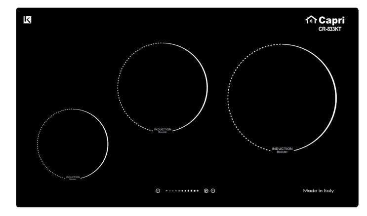Hình ảnh bếp từ 3 vùng nấu Capri CR-833KT 