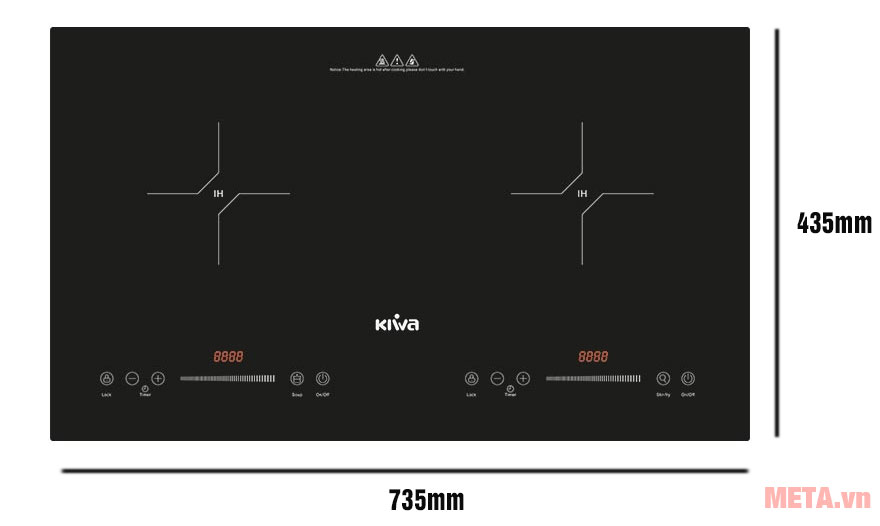 Kích thước bếp từ đôi Kiwa KI-251GB