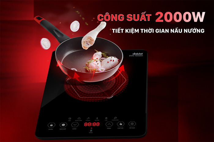 Công suất nấu đạt 2.000W