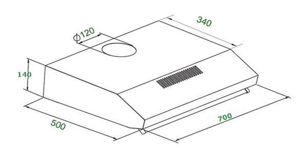 Kích thước máy hút mùi Spelier SP-624