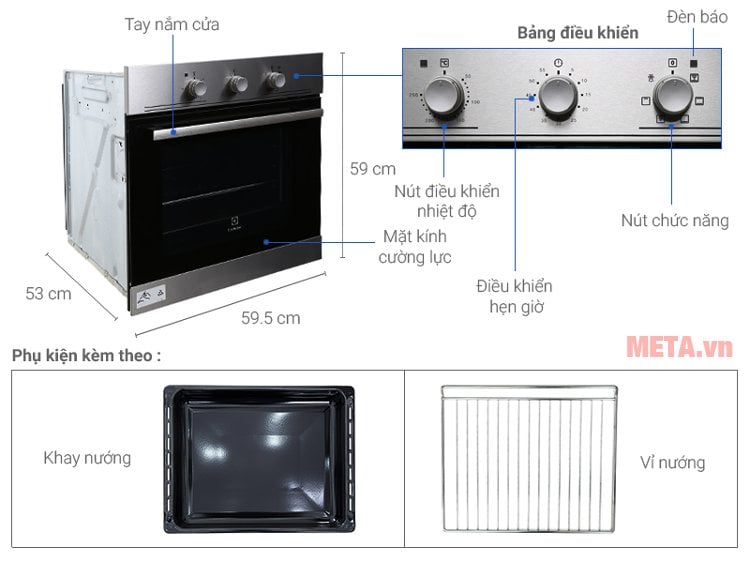 Lò nướng âm Electrolux EOB2100COX kèm khay nướng, vỉ nướng