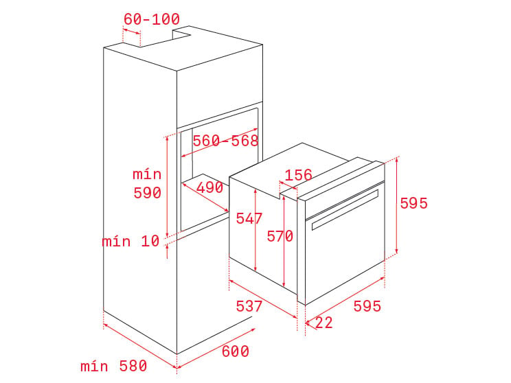 Kích thước lắp đặt lò nướng