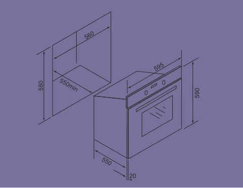 Kích thước lắp đặt lò nướng