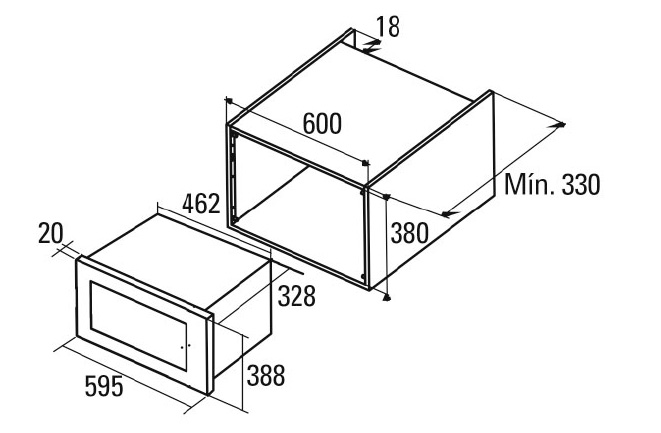 Kích thước lắp đặt lò vi sóng