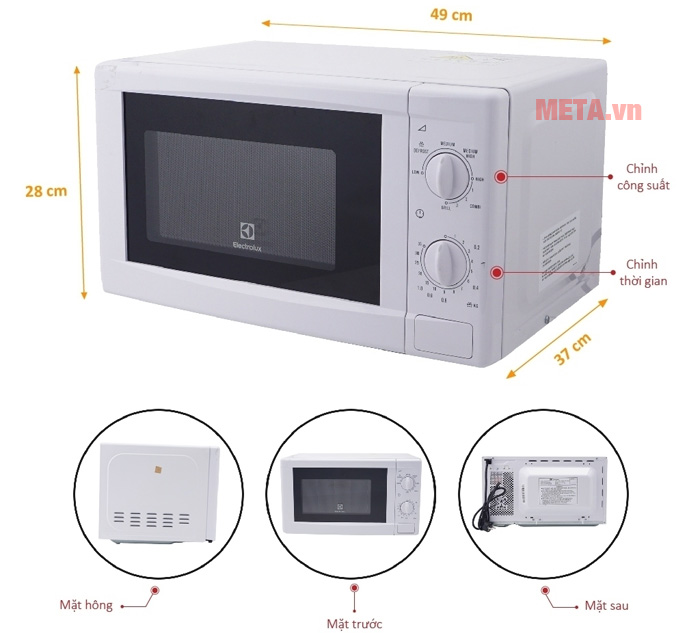 Thiết kế chi tiết lò vi sóng Electrolux EMM2021GW