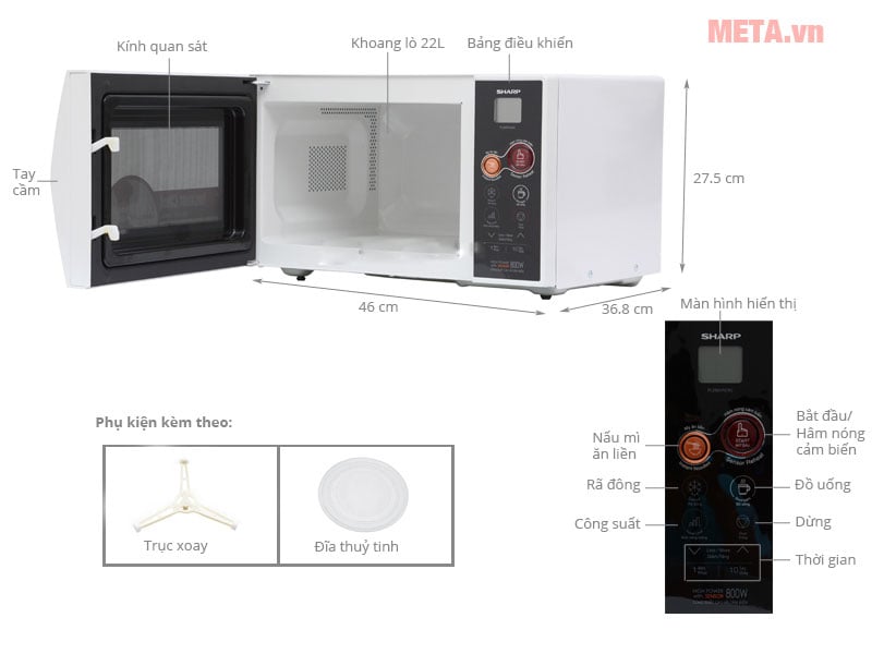 Cấu tạo lò vi sóng điện tử Sharp R-289VN(W) 