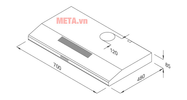 Kích thước của máy hút mùi Malloca H107