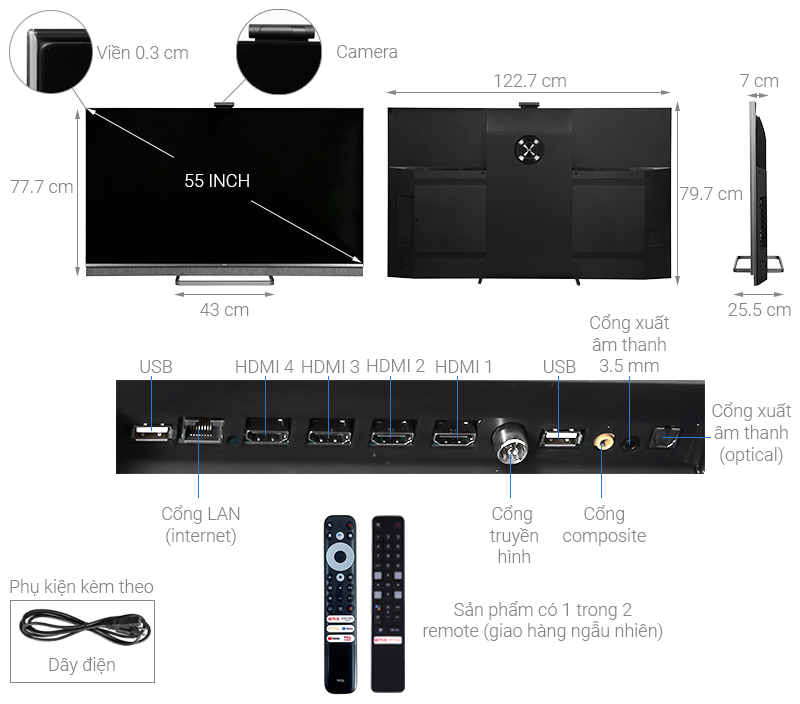 Android Tivi Mini LED TCL 4K 55 inch 55C825