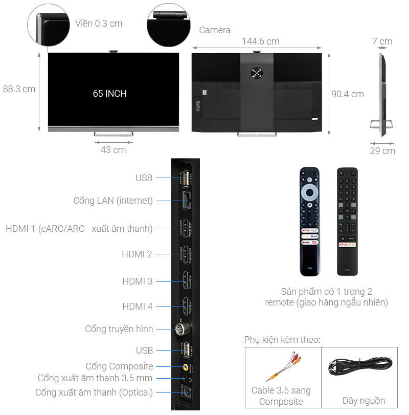 Android Tivi Mini LED TCL 4K 65 inch 65C825