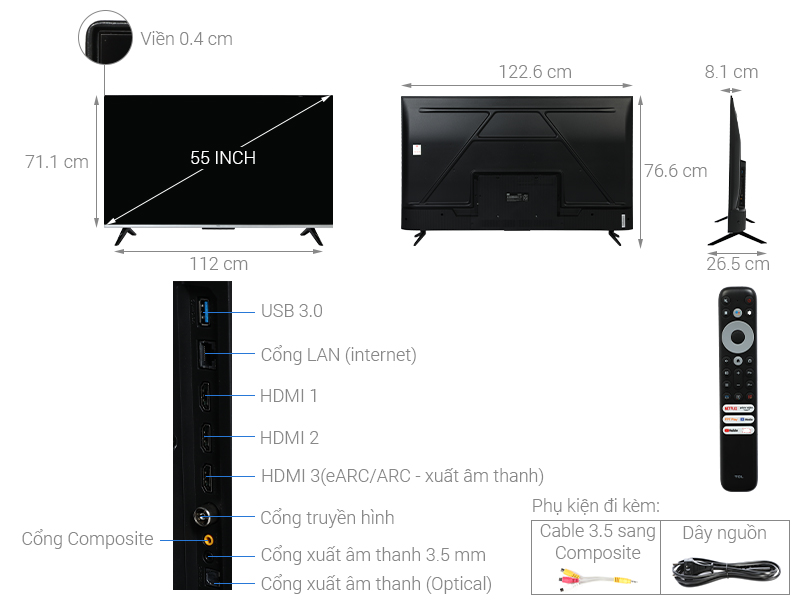 Google Tivi TCL 4K 55 inch 55P737