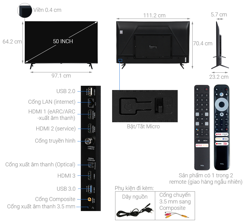 Android Tivi QLED TCL 4K 50 inch 50Q726