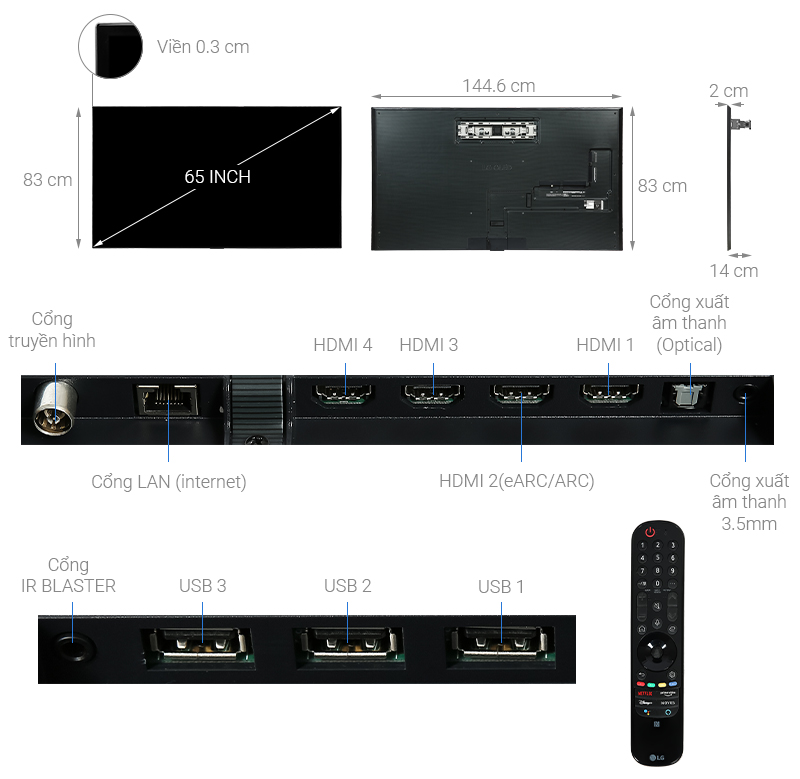 Smart Tivi OLED LG 4K 65 inch 65G1PTA