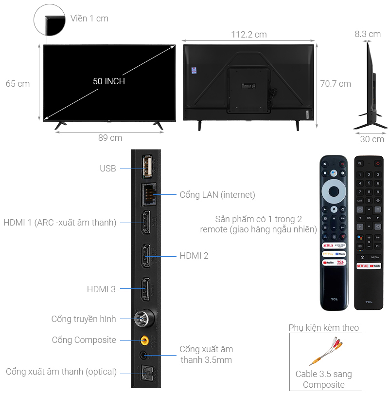 Android Tivi TCL 4K 50 inch 50P615