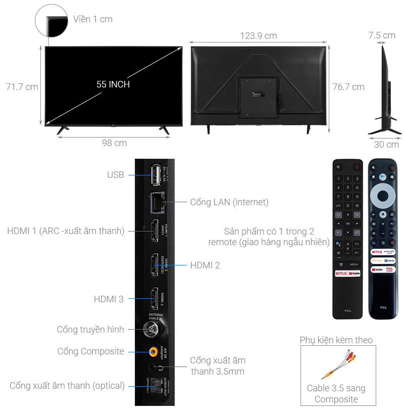 Android Tivi TCL 4K 55 inch 55P615