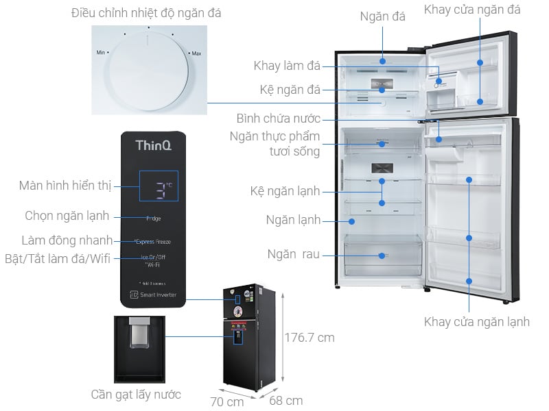 Tủ lạnh LG Inverter 394 lít GN-D392BLA