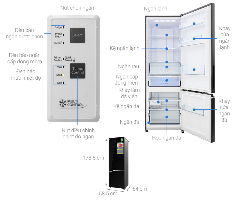 Tủ lạnh Panasonic Inverter 322 lít NR-BV360GKVN