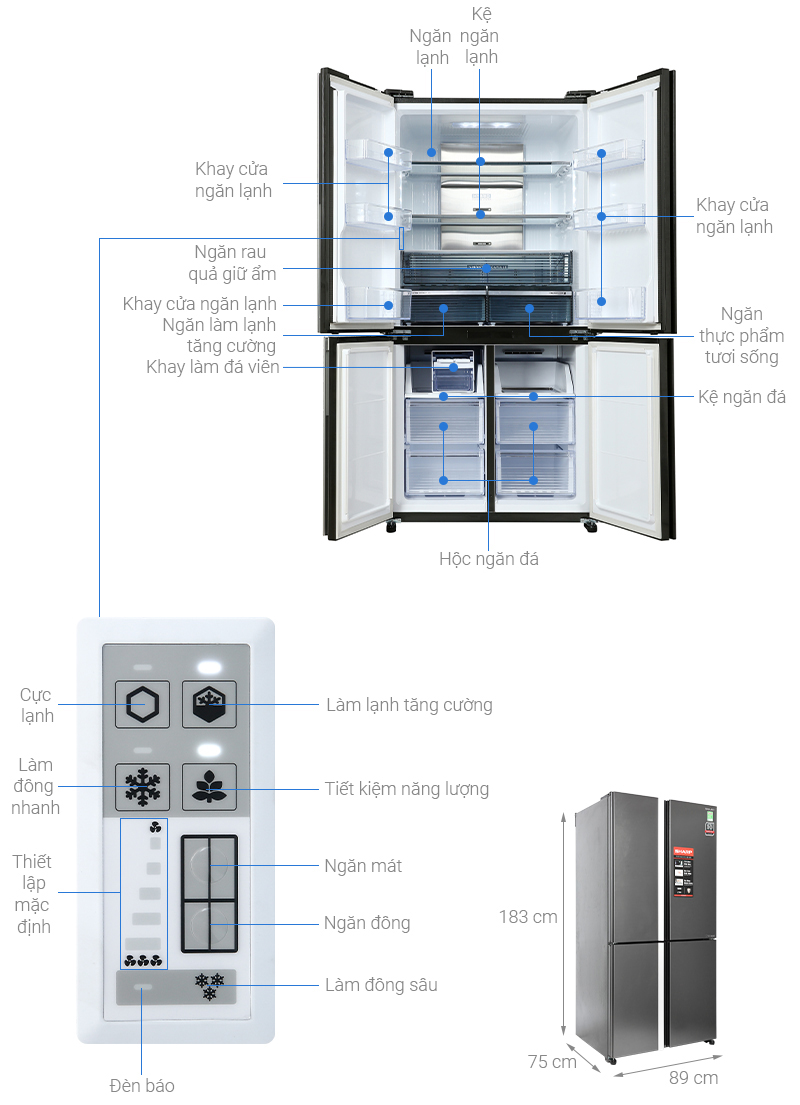 Tủ lạnh Sharp Inverter 572 lít SJ-FX640V-SL